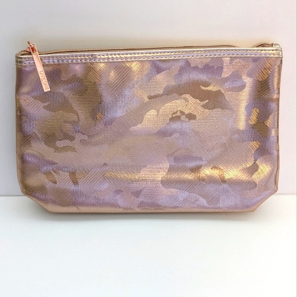 Lancôme LANCOME Rose Gold Metallic Camo Cosmetics Case Zippered Makeup Bag - Picture 1 of 6